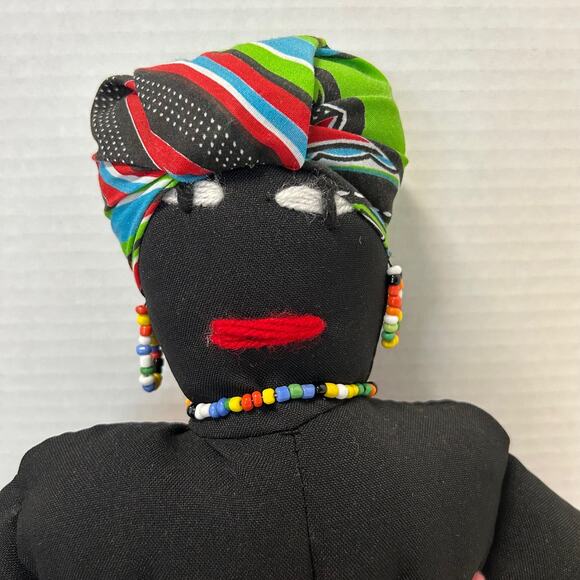 Vintage 2008 Handmade African Mother figure Doll with Baby on Back - Picture 2 of 9